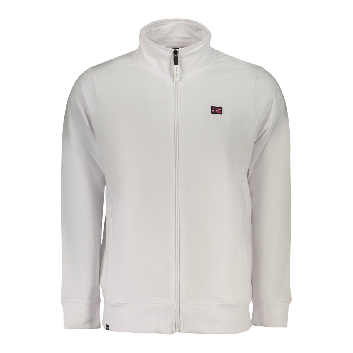 NORWAY – Sudadera blanca con cuello alto y cremallera